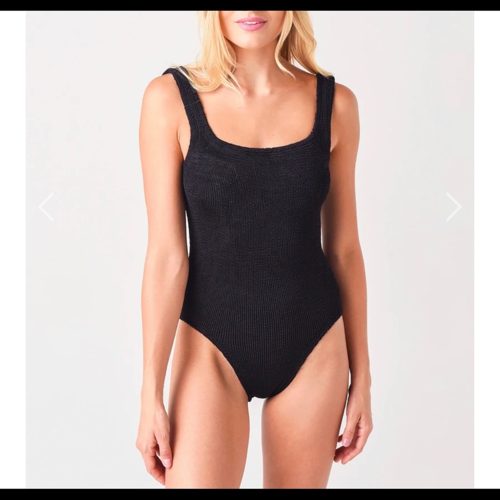 Hunza G Black crinkle one piece swimsuit